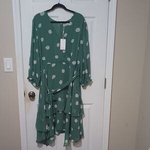 Estelle Sage Green Polka Dot Dress 20x NWT